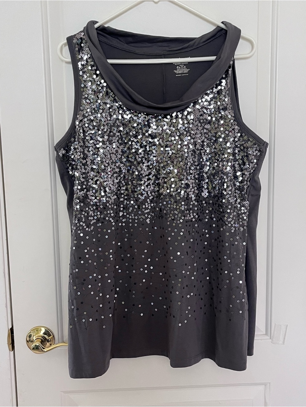Lane Bryant Silver Sequin Gray Sleeveless Tank 14/16
